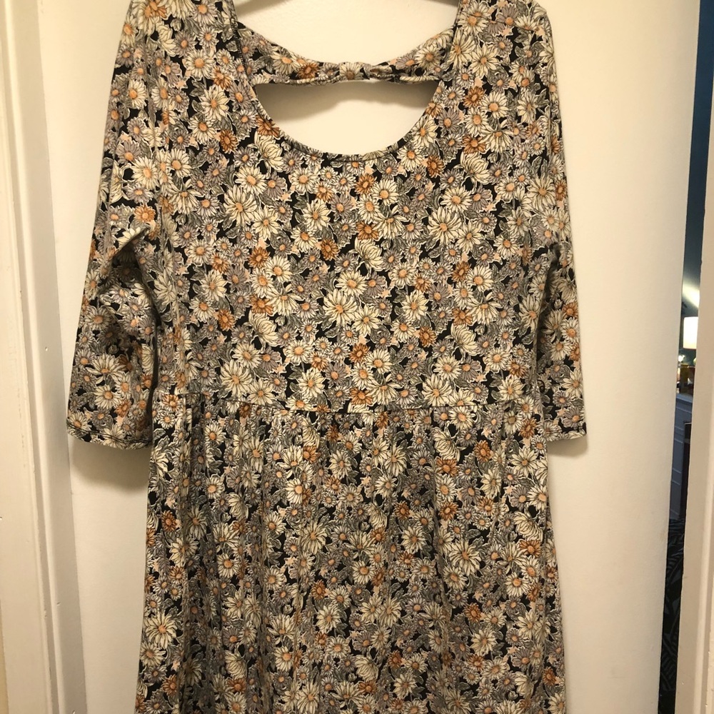 Floral Black and Tan flowered with cut out back